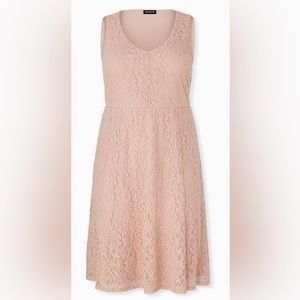 Torrid Pale Pink Lace Midi Skater Dress WITH POCKETS!! Torrid Size 3 (3X, 22-24)